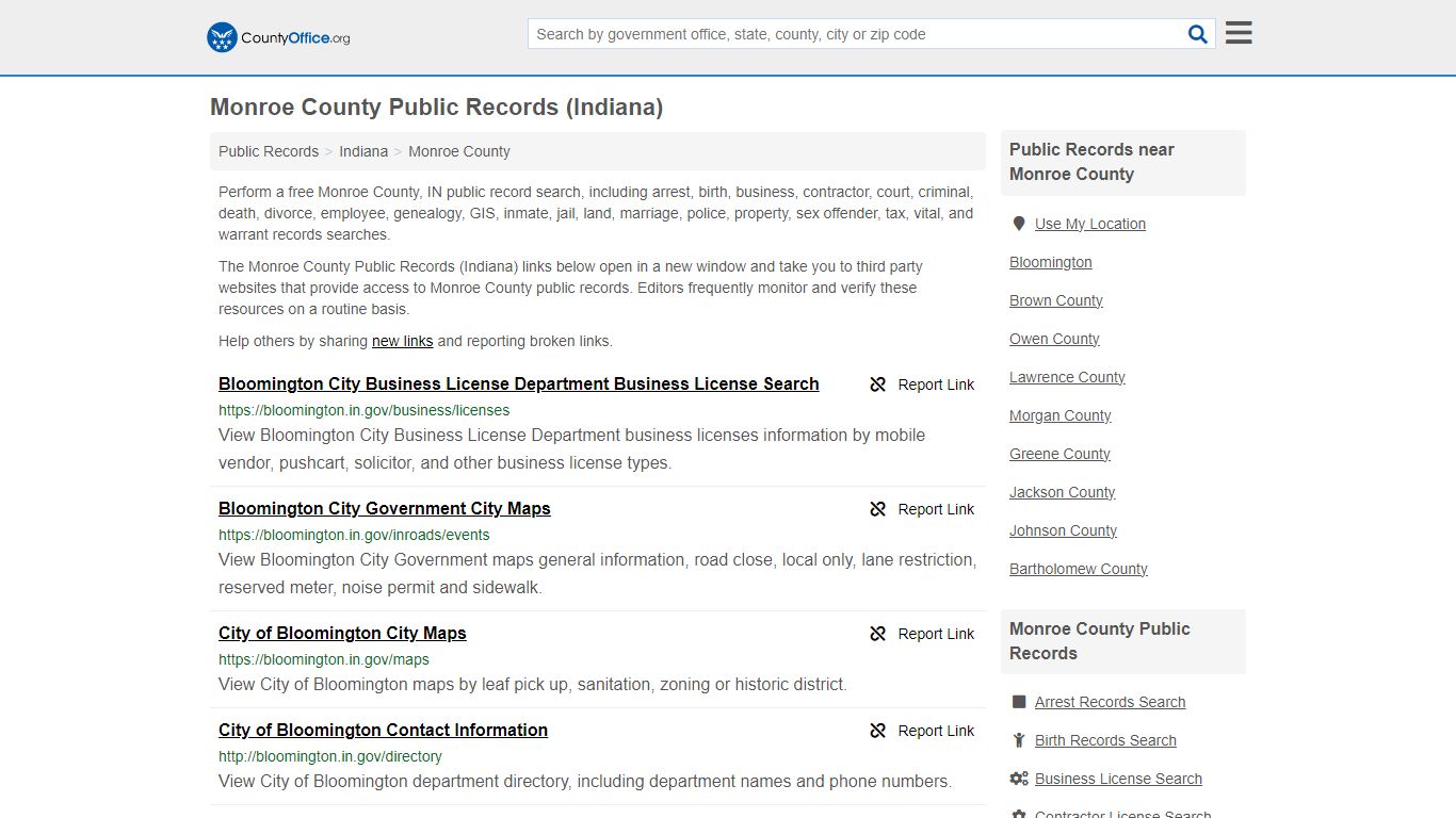 Monroe County Public Records (Indiana) - County Office