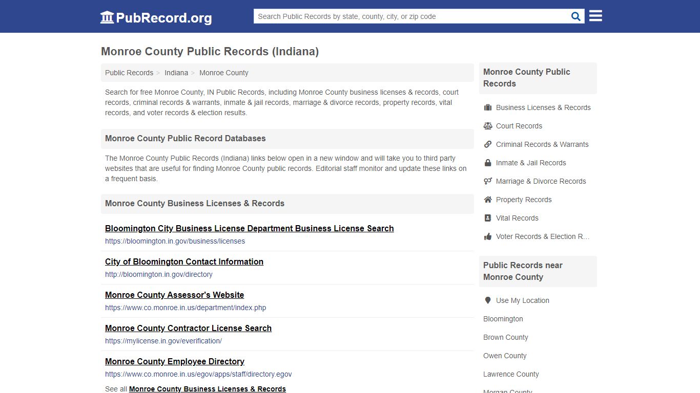 Free Monroe County Public Records (Indiana Public Records) - PubRecord.org